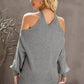 V Neck Cold Shoulder Sweater