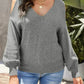V Neck Cold Shoulder Sweater