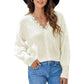 Chic White Lace V Neck Knitted Pullover Sweater