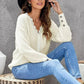 Chic White Lace V Neck Knitted Pullover Sweater