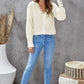 Chic White Lace V Neck Knitted Pullover Sweater