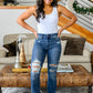 Christine High Contrast Slim Bootcut Destroyed Jeans