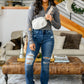 Christine High Contrast Slim Bootcut Destroyed Jeans