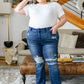 Christine High Contrast Slim Bootcut Destroyed Jeans