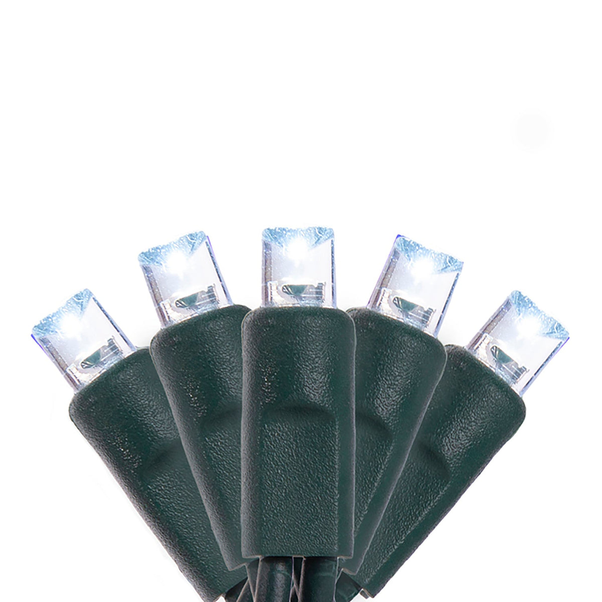 4 pack - 5mm - 100 ct - Cool White LED - 4" spacing - Green wire - 33 ft long