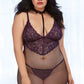 Plus Size Fishnet and Lace Collared Chemise
