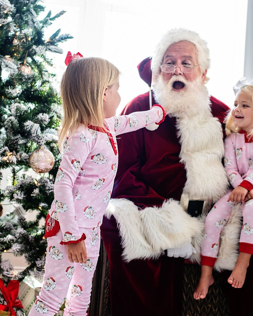 Vintage Santa Red Trimmed Pima Pajama Set-FINAL SALE