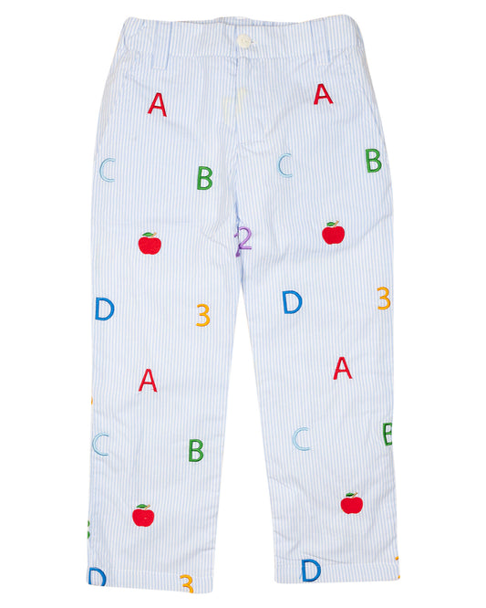ABC 123 Embroidered Pants- FINAL SALE