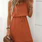 Breezy Waffle-Knit Drawstring Mini Tank Dress