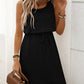 Breezy Waffle-Knit Drawstring Mini Tank Dress