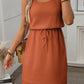 Breezy Waffle-Knit Drawstring Mini Tank Dress