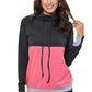 Fashion Charcoal Pink Colorblock Thumbhole Sleeved Sweatshirt