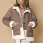 Women's Plaid Fur Jacket in Rust Houndstooth