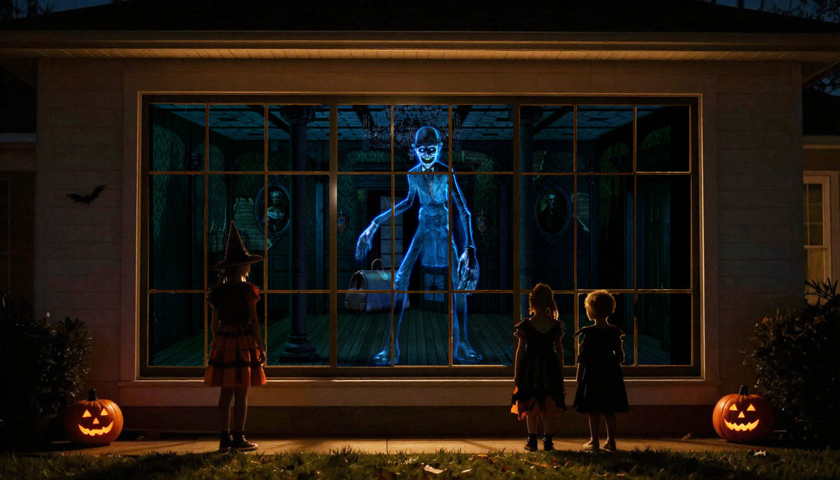 HoliScapes® USB Projector Kit - Ghostly Apparitions 2 + Projector + 5.5 ft x 9 ft Projection Screen