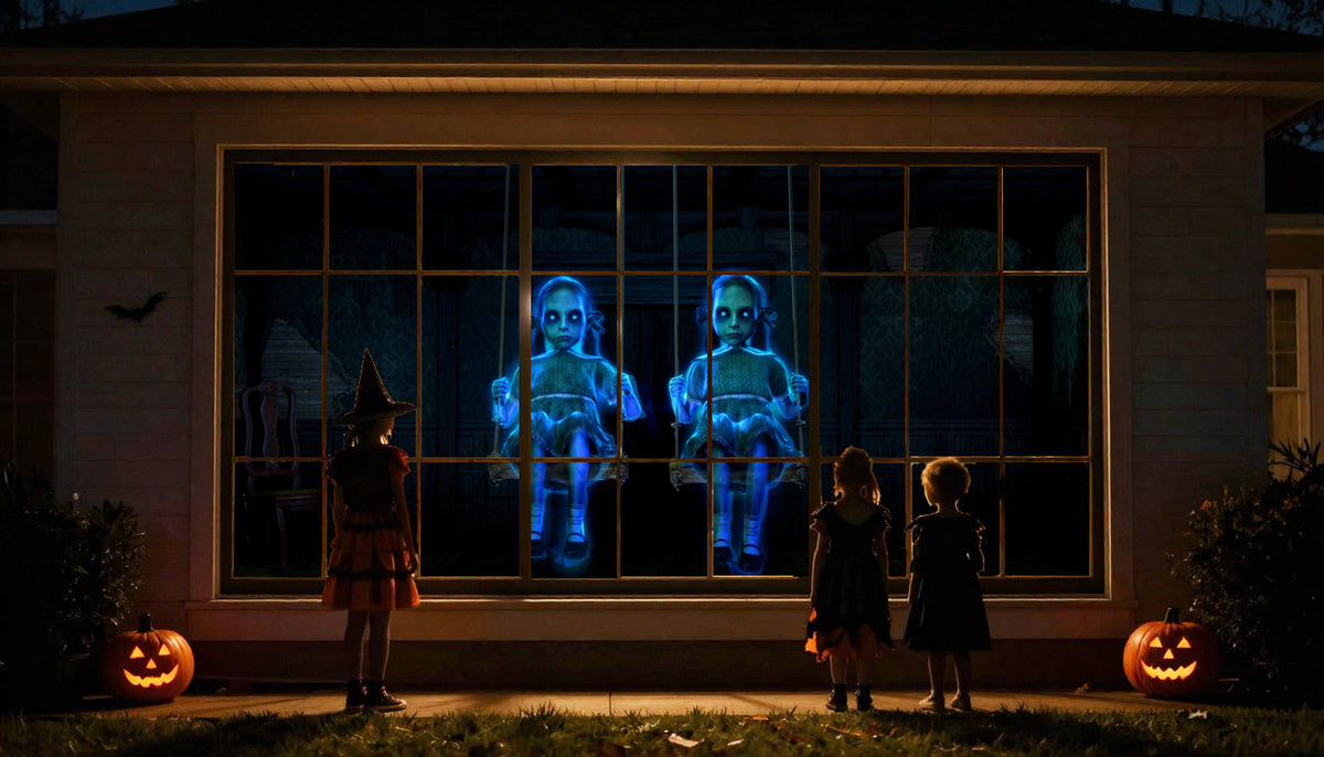 AtmosFX Halloween Digital Decoration USB - Ghostly Apparitions 3 + 5.5 ft x 9 ft Projection Screen