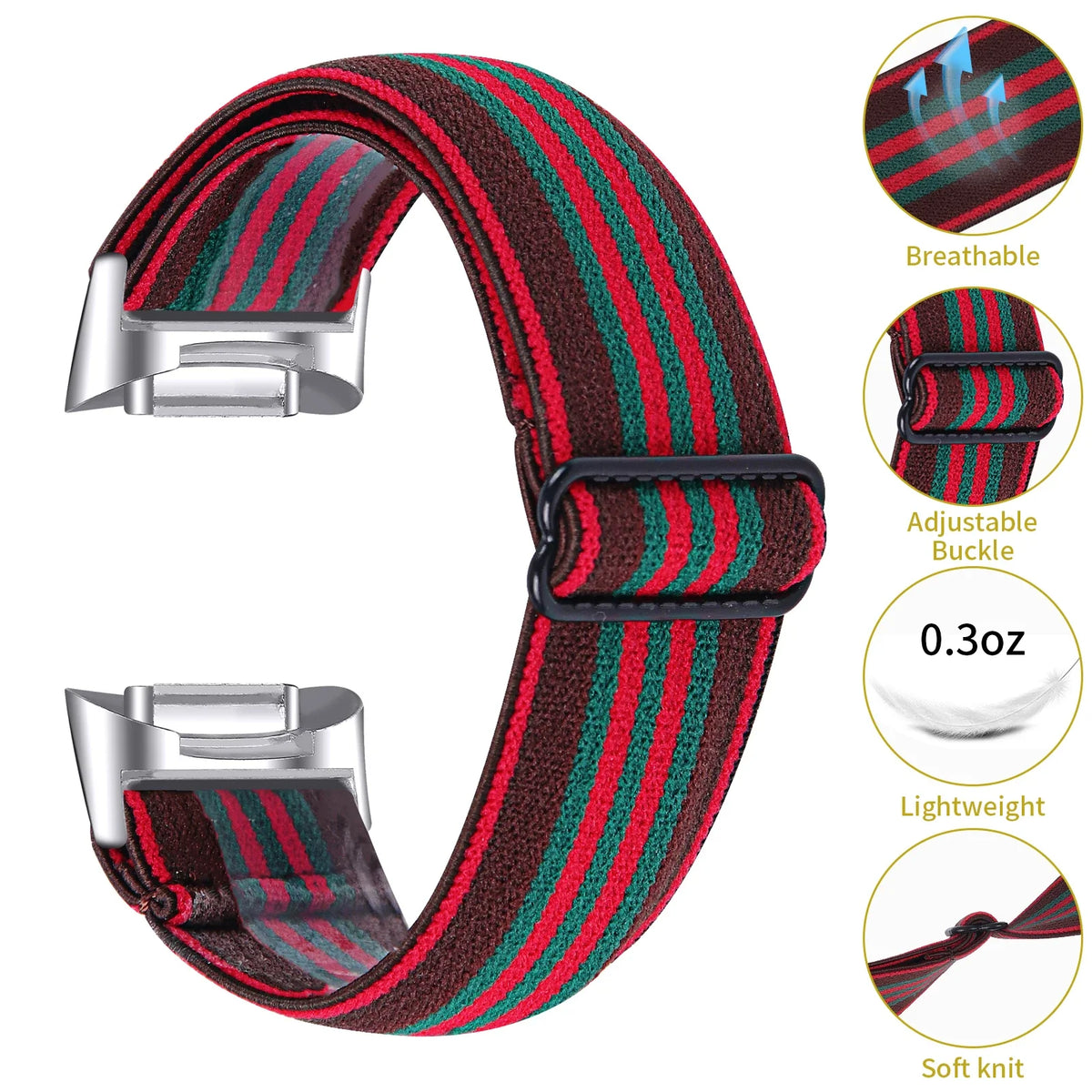 Fitbit Charge 5 & 6 Stretch Nylon Band, Solid & Patterned