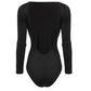 Backless Long Sleeve Bodysuit Women Solid Slim Regular Bodysuits Sexy Hot Clothes