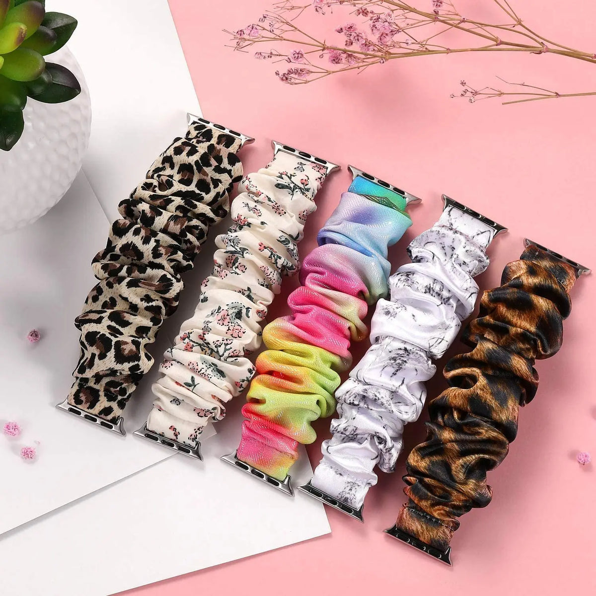 Apple Watch Scrunchie Band, Elastic Prints & Shimmer