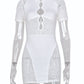 Cut Out Sexy Zebra Mesh Transparent Women's Pencil Short Dresses Mini Dress for Beach Bodycon
