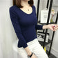 T-shirt Slim Pure Cotton 95% Women T-shirt Long-sleeved for Female Thin Tops Woman Tees Shirt