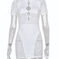 Cut Out Sexy Zebra Mesh Transparent Women's Pencil Short Dresses Mini Dress for Beach Bodycon