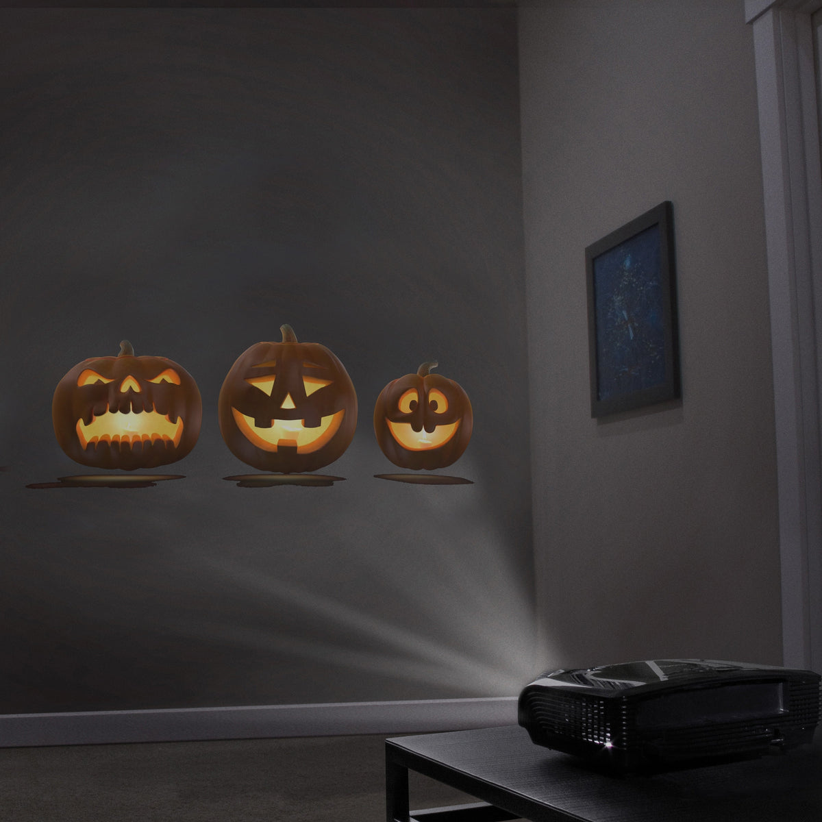 HoliScapes® USB Projector Kit - Halloween Hollusion + Projector + 5.5 ft x 9 ft Projection Screen