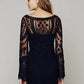 2021 hot sale flower pattern long sleeve loose hook beach dress women's hollow out sexy lace dress elegant sexy lace beach dress