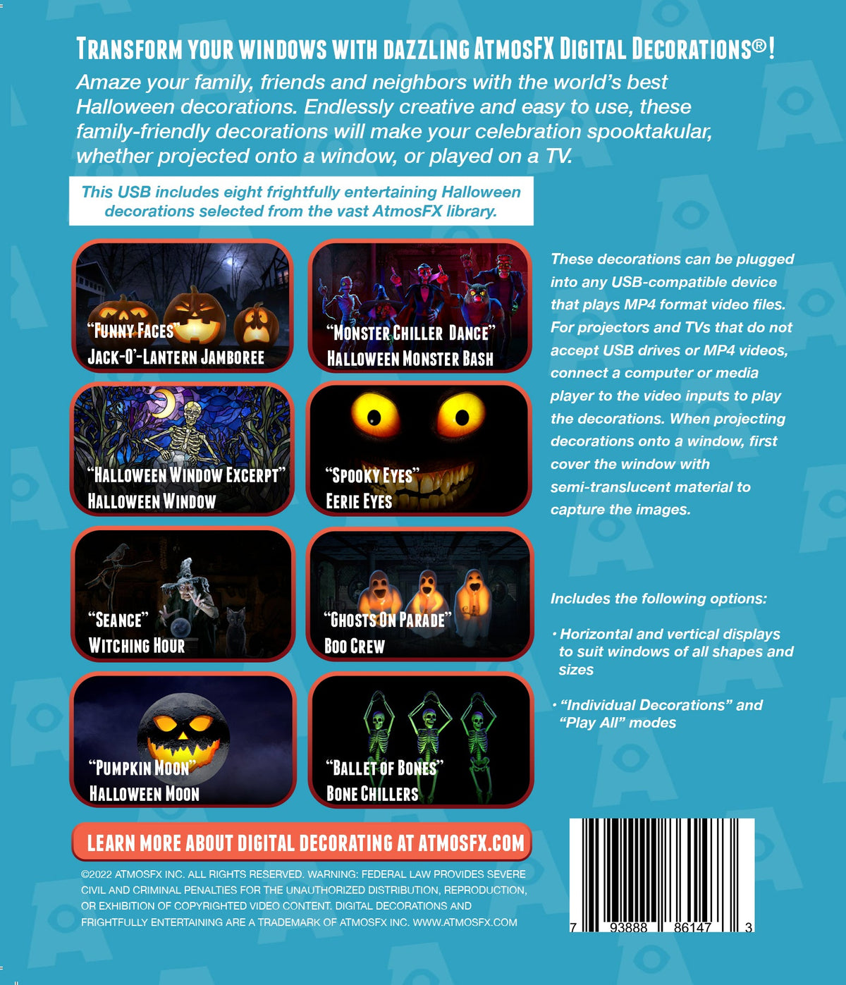 HoliScapes® USB Projector Kit - Halloween Vol 1 + Projector + 48" x 72" Projection Screen