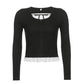 Patchwork Slim Tops Tee Long Sleeves Square Collar Retro Casual Tshirts