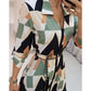 Spring Summer Lady Cover Up Women's Shirt Dress Wave Print Long Sleeve V-Neck Casual Dress Plus Size