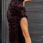 Sexy v-neck sequined long dress women summer black Spaghetti strap split dresses vestido female
