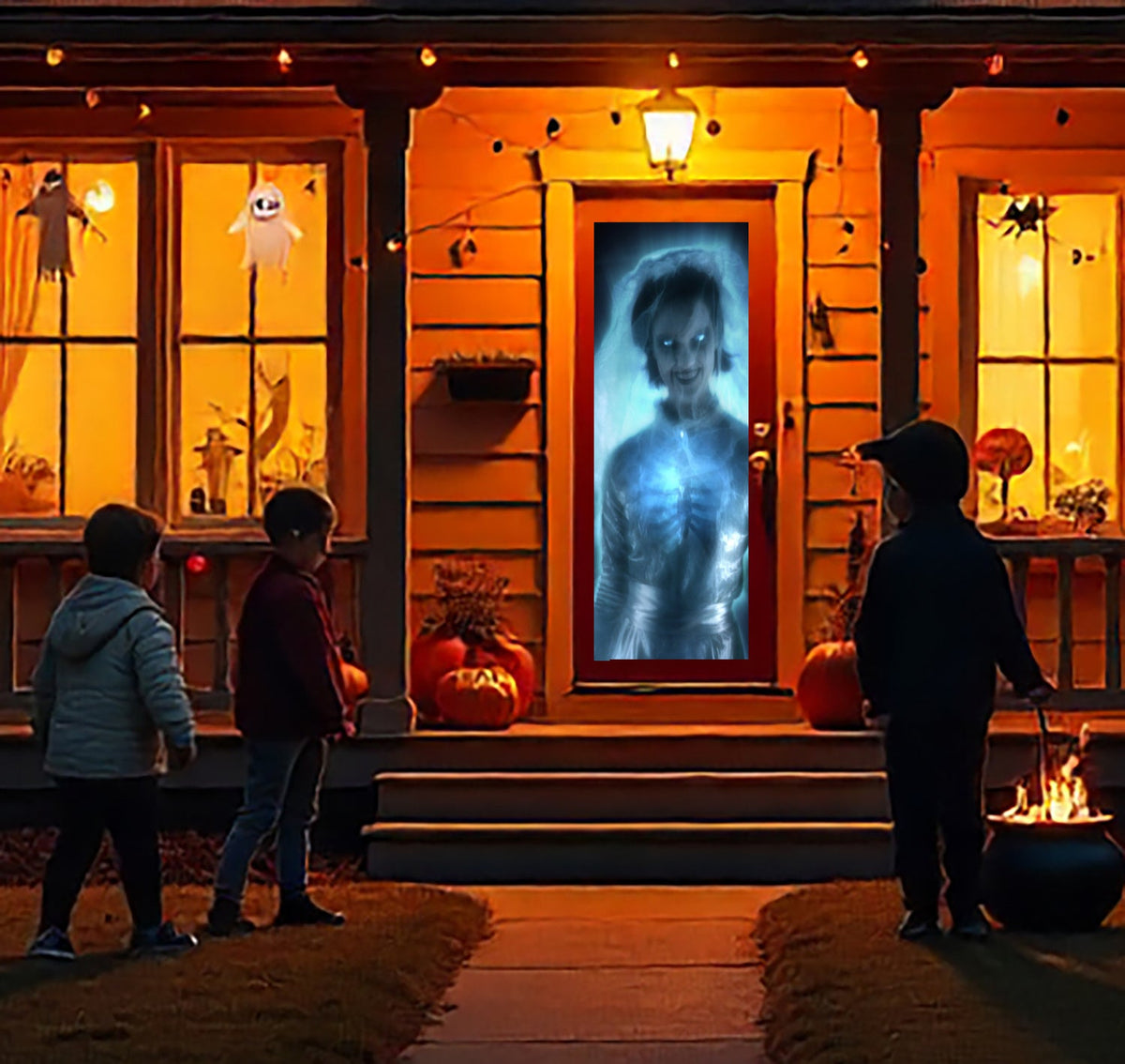 AtmosFX Halloween Digital Decoration USB - Ghostly Apparitions + 5.5 ft x 9 ft Projection Screen