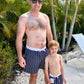 Navy Striped Mens Swim Trunks-FINAL SALE