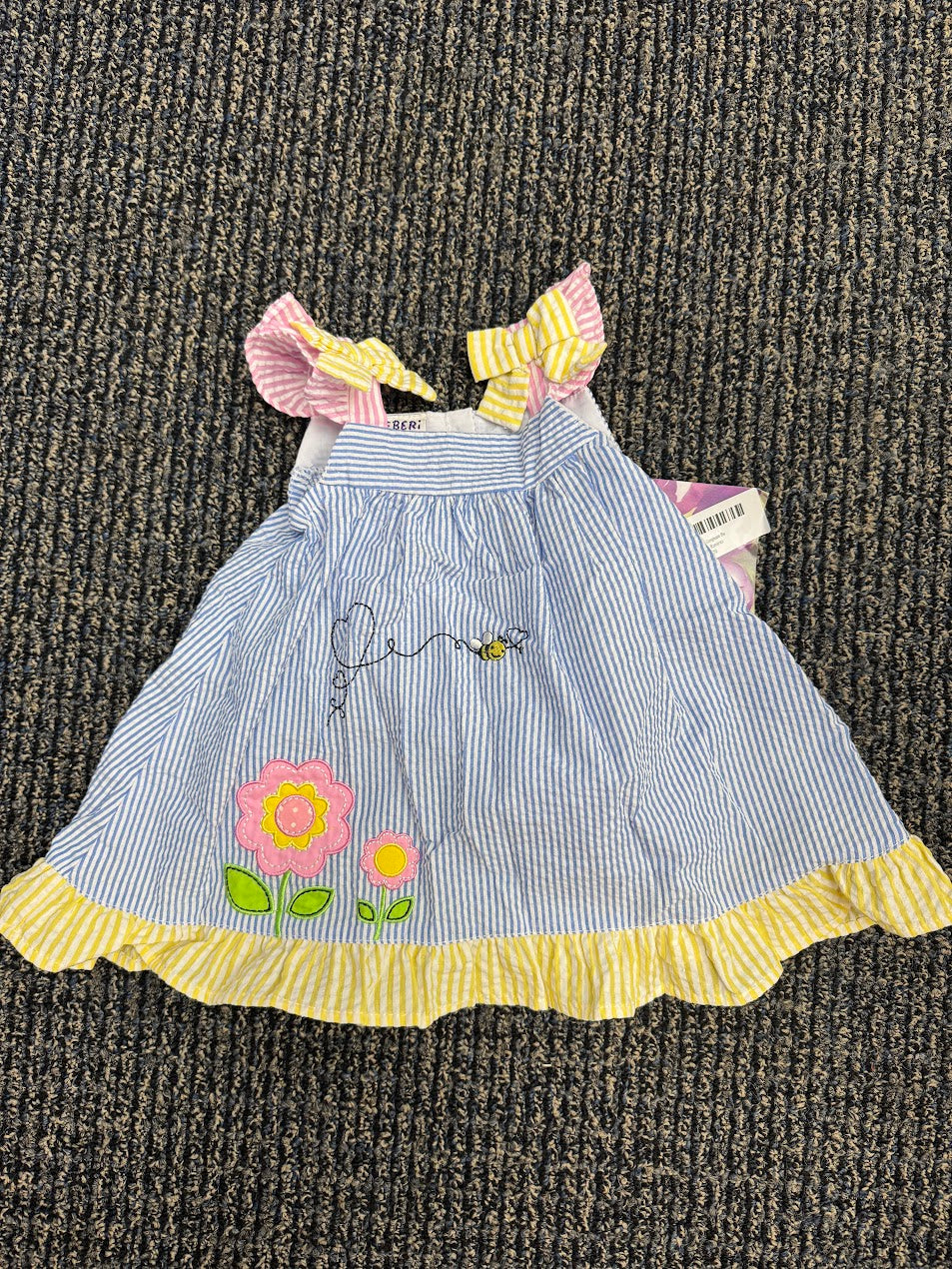 Blueberi Boulevard Baby Girls Gingham Bumblebee Sundress, 6-9 Months