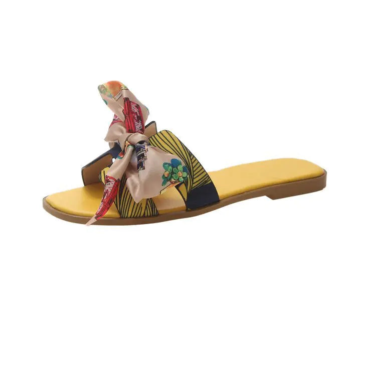 Women's Fashion Summer Flat Slippers with Bow Detail