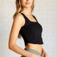 It's All About the Balance Twill Square Neck Crop Top in Black