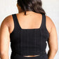 It's All About the Balance Twill Square Neck Crop Top in Black