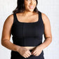 It's All About the Balance Twill Square Neck Crop Top in Black