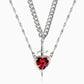 Stainless Steel Gem Necklace with Heart Arrow Design