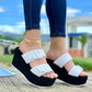 Wedge Heel Platform Slippers with Belt Buckle