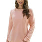 Women Gold Zip Detail Pink Pullover Sweatshirt