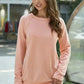 Women Gold Zip Detail Pink Pullover Sweatshirt