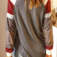 Womens Color Block Long Sleeves Gray Pullover Top