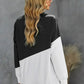 Black White Patchwork Dropped Shoulder Sleeve Sweatshirt