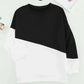 Black White Patchwork Dropped Shoulder Sleeve Sweatshirt