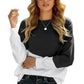 Black White Patchwork Dropped Shoulder Sleeve Sweatshirt