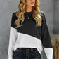 Black White Patchwork Dropped Shoulder Sleeve Sweatshirt