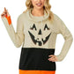 Cute Black Cowl Neck Pumpkin Print Color Block Halloween Sweatshirt
