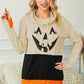 Cute Black Cowl Neck Pumpkin Print Color Block Halloween Sweatshirt