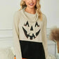 Cute Black Cowl Neck Pumpkin Print Color Block Halloween Sweatshirt